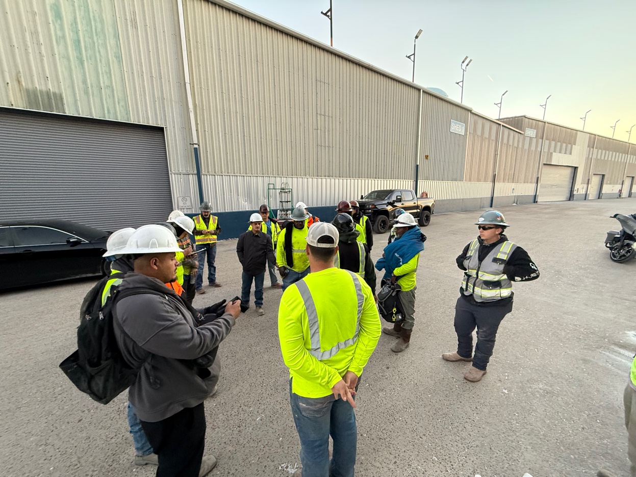GCS crew morning briefing at port facility