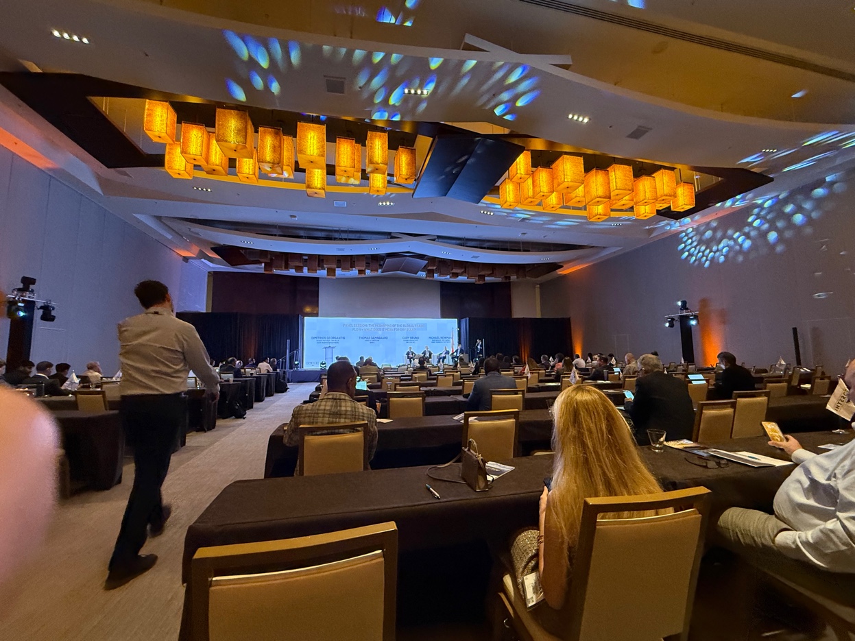 INTERCEM Americas conference main ballroom — panel session underway at JW Marriott Marquis Miami with full industry audience